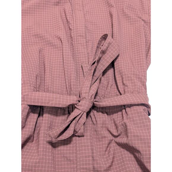 Fabletics Ripstop Short Onesie Romper Sepia Brown Grid Plaid Gorpcore Mock Neck - Picture 4 of 4